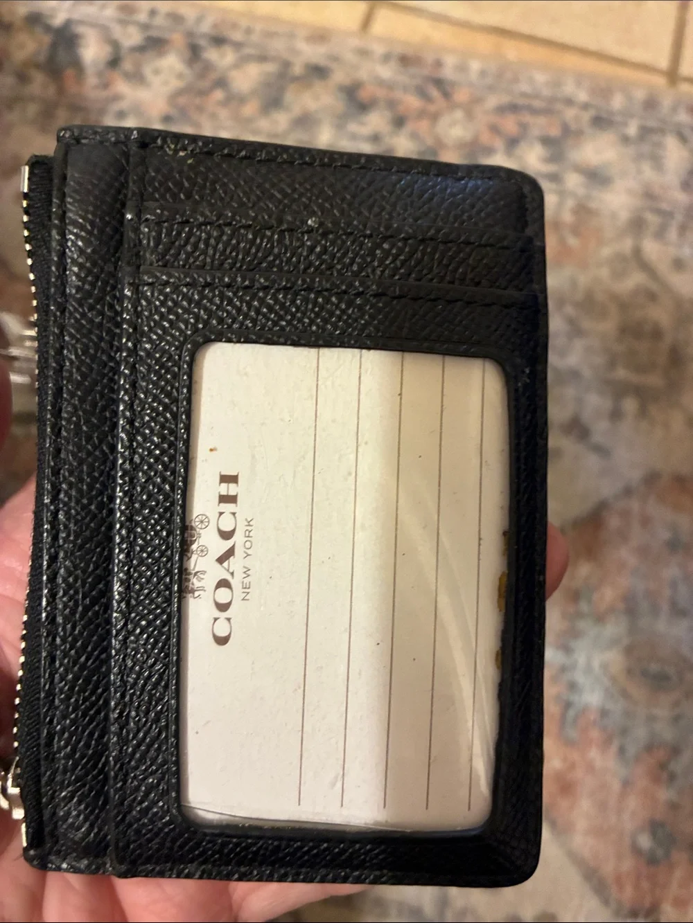 Coach Brown Signature Monogram Zip Card‎ & Key Holder